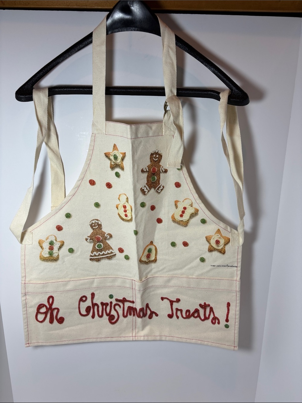 Oh Christmas Treats! Holiday Baking Apron - Cream color for kids.
